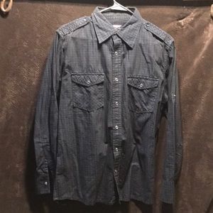 I jeans-wear snap button black plaid shirt used